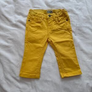 Mayoral Baby Boys Yellow Skinny Pants Size 6M Bright Cotton Stretch Trousers